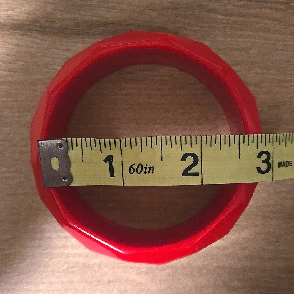 Y2K Red Plastic Hexagonal Design Bracelet